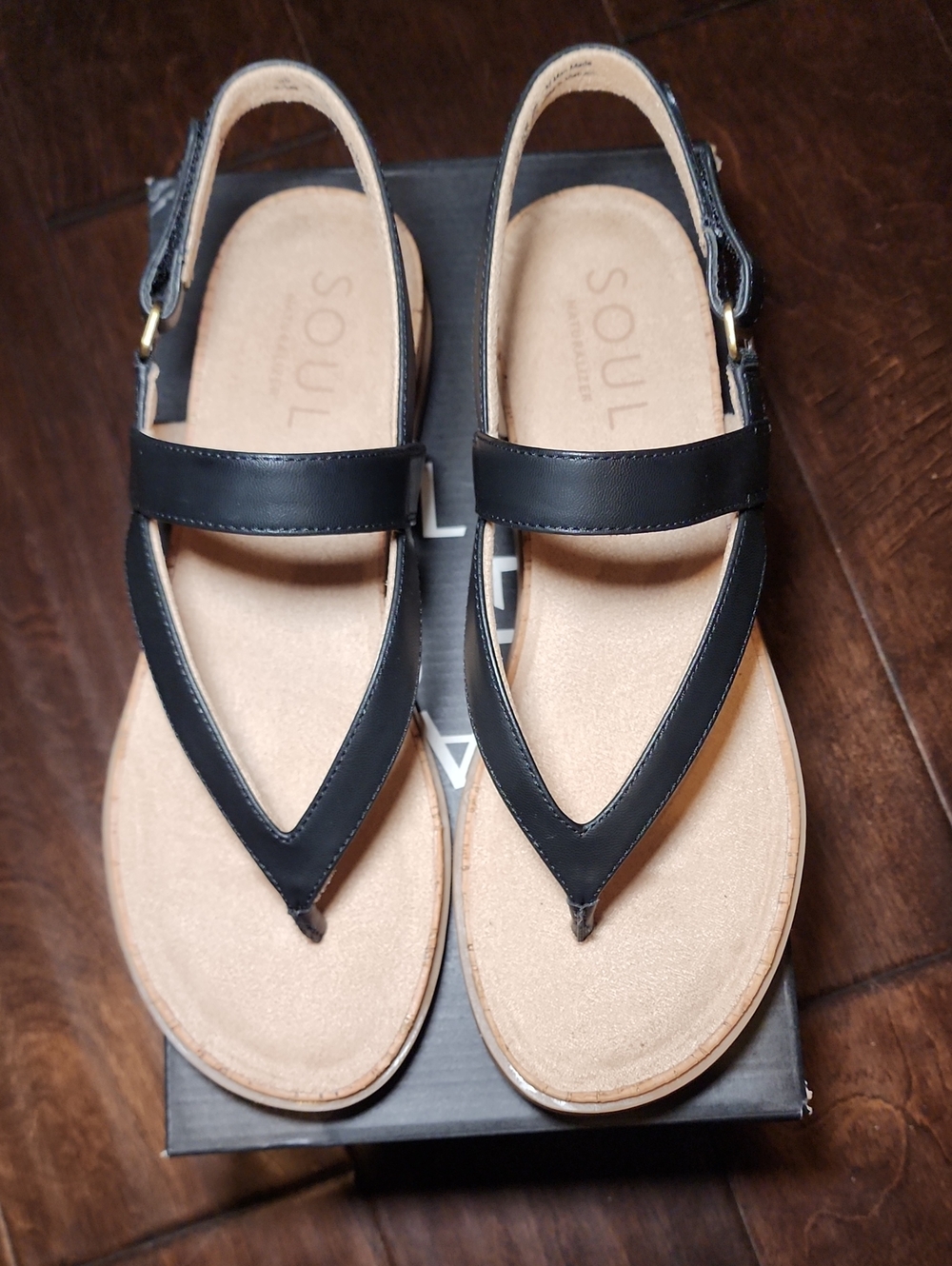 New Soul Naturalizer Black Slingback Thong Sandals, 9.5M